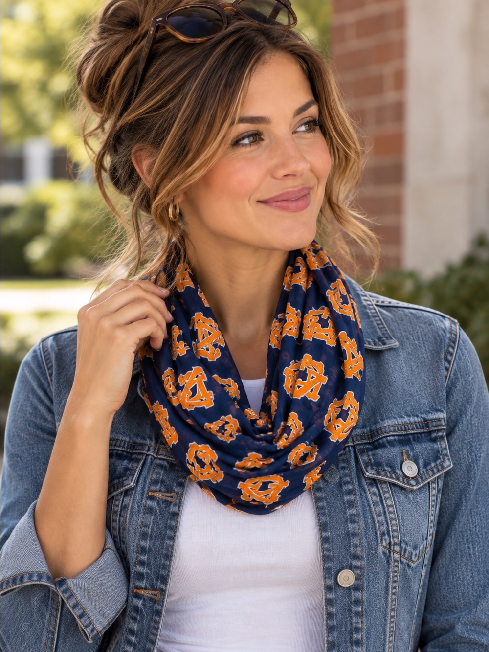 Auburn Tigers Infinity Scarf Raw Hem Blue Orange College Football SEC